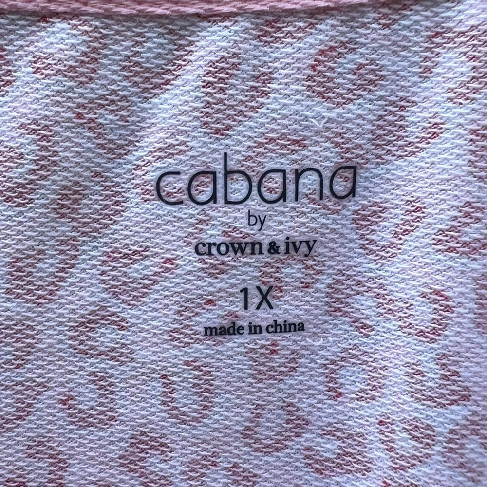 CABANA BY CROWN & IVY Easy Breezy Baby red pink Terry Tee Womens 1X NWT NEW - Picture 7 of 8